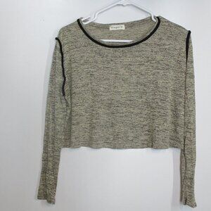 Ginger G Women's Green Black Long Sleeve Crop Shirt Size Small